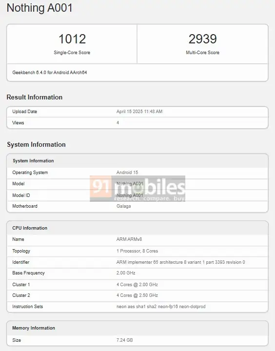 CMF Phone 2 Pro Geekbench CMF Phone 2 Pro Geekbench