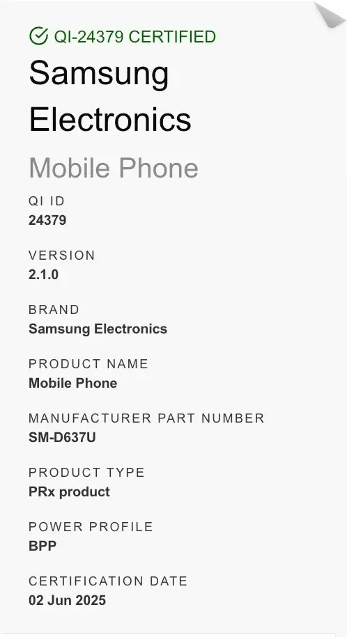 Sertifikasi Qi2 Ready Galaxy Z Fold 7 Sertifikasi Qi2 Ready Galaxy Z Fold 7