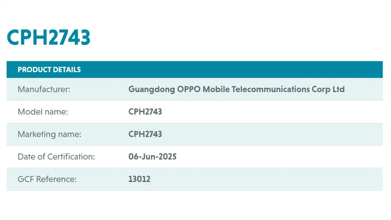 Sertifikasi dan Nomor Model Oppo Reno 14F Sertifikasi dan Nomor Model Oppo Reno 14F